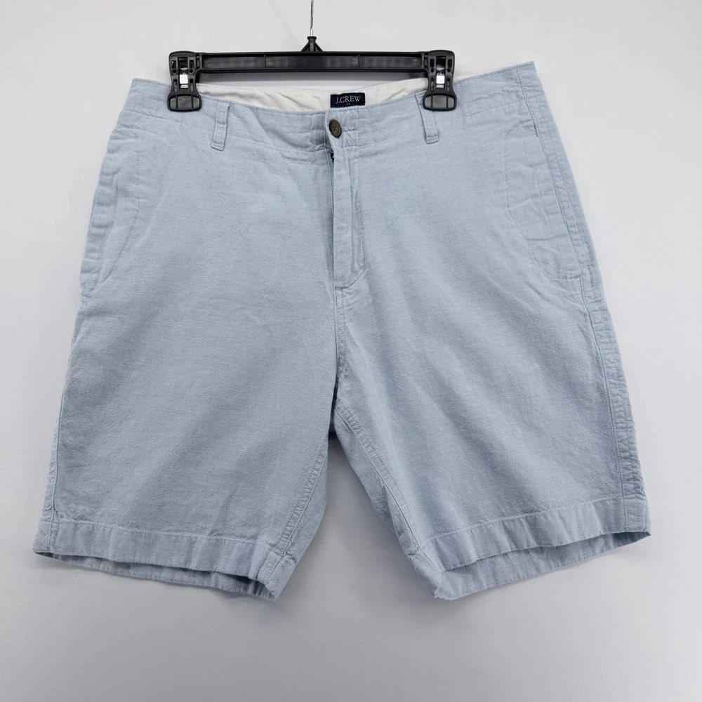 J.Crew Gramercy Mens Shorts 34W Light Blue Textured Cotton Chino Shorts - Picture 1 of 3